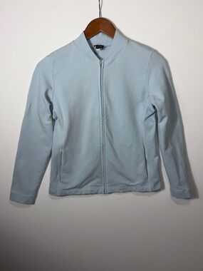 Eileen Fisher Petite Light Blue Zip Front Jacket Stretch Minimalist XS/S
